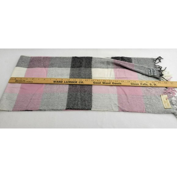 Woodward Cashmink Scarf 100% PolyAcryl Made West Germany Gray Pink Fringed Color - Picture 3 of 6